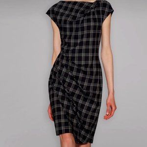 Worth New York - Black Plaid Asymmetrical Sheath Dress